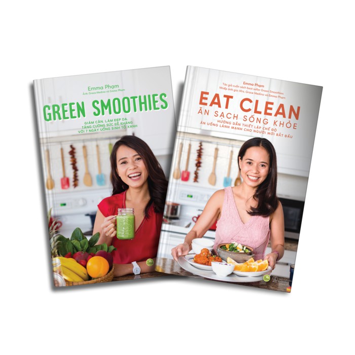 Combo 2 cuốn Eat Clean Ăn Sạch Sống Khỏe + GREEN SMOOTHIES Giảm cân, làm đẹp da, tăng cường sức đề kháng với 7 ngày uống sinh tố xanh
