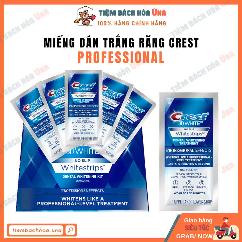 Miếng dán trắng răng Crest 3D White Professional Effects/ Glamorous/1 Hour/ Supreme Flexfit  - Tiệm bách hóa Ú na