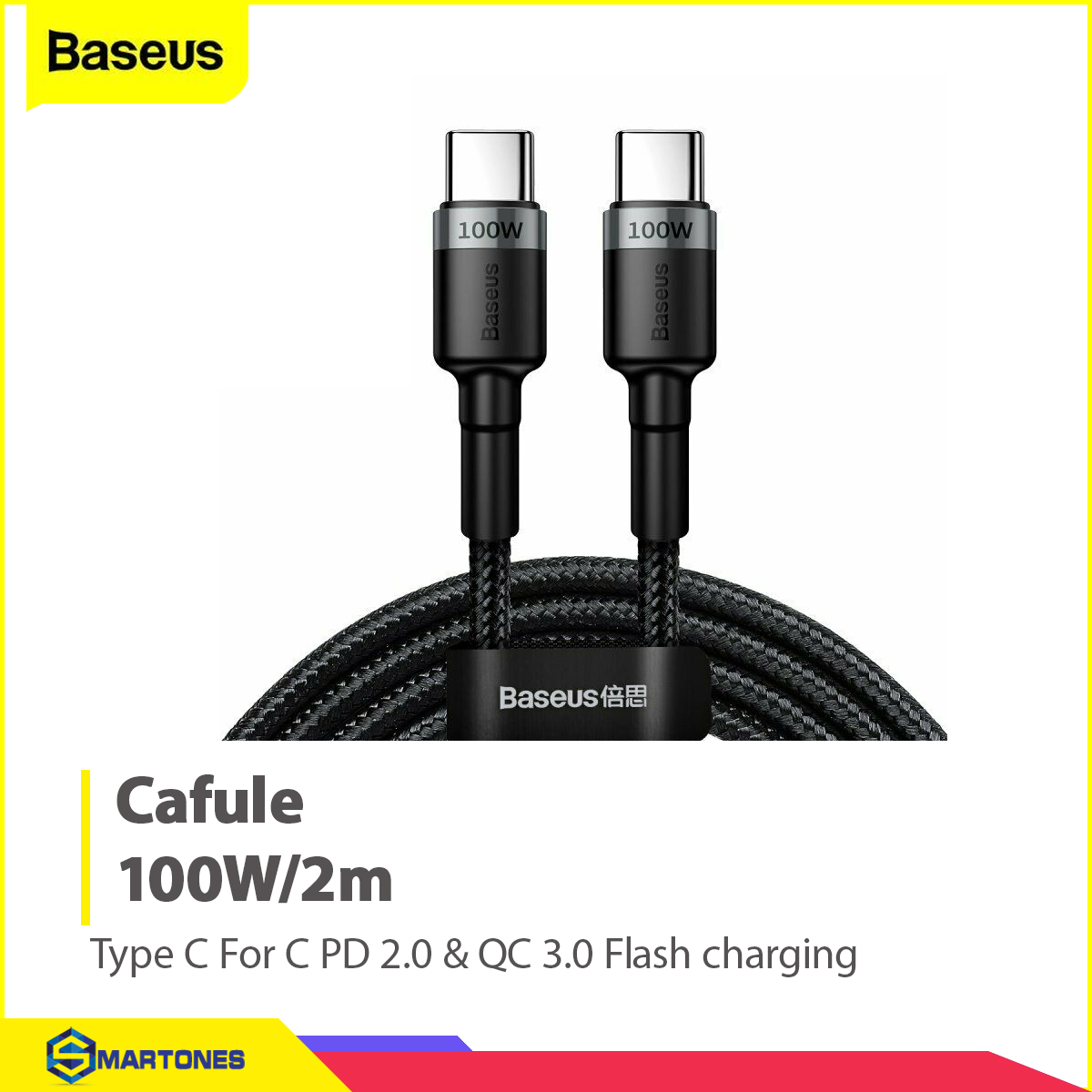 Cáp sạc Baseus Cafule Series USB C to C chuẩn PD 2.0 công suất 100W dài 200cm cho điện thoại , laptop , Macbook