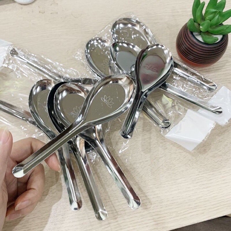 10 thìa phở hoa sen, thìa inox loại dày to