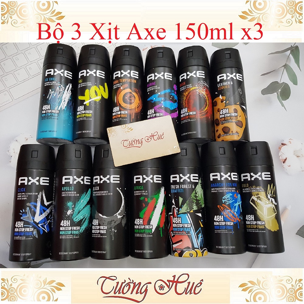 Bộ 3 Xịt Khử Mùi Toàn Thân Cho Nam AXE Body Spray - 150ml x 3  MÙI NGẪU