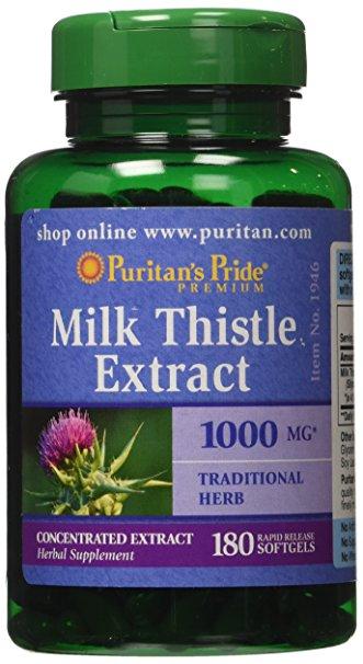Thải độc gan (HSD: 02/2024) viên uống detox cơ thể, tăng cường miễn dịch, và bảo vệ gan của Puritan's Pride - Milk Thistle 1000mg 180v