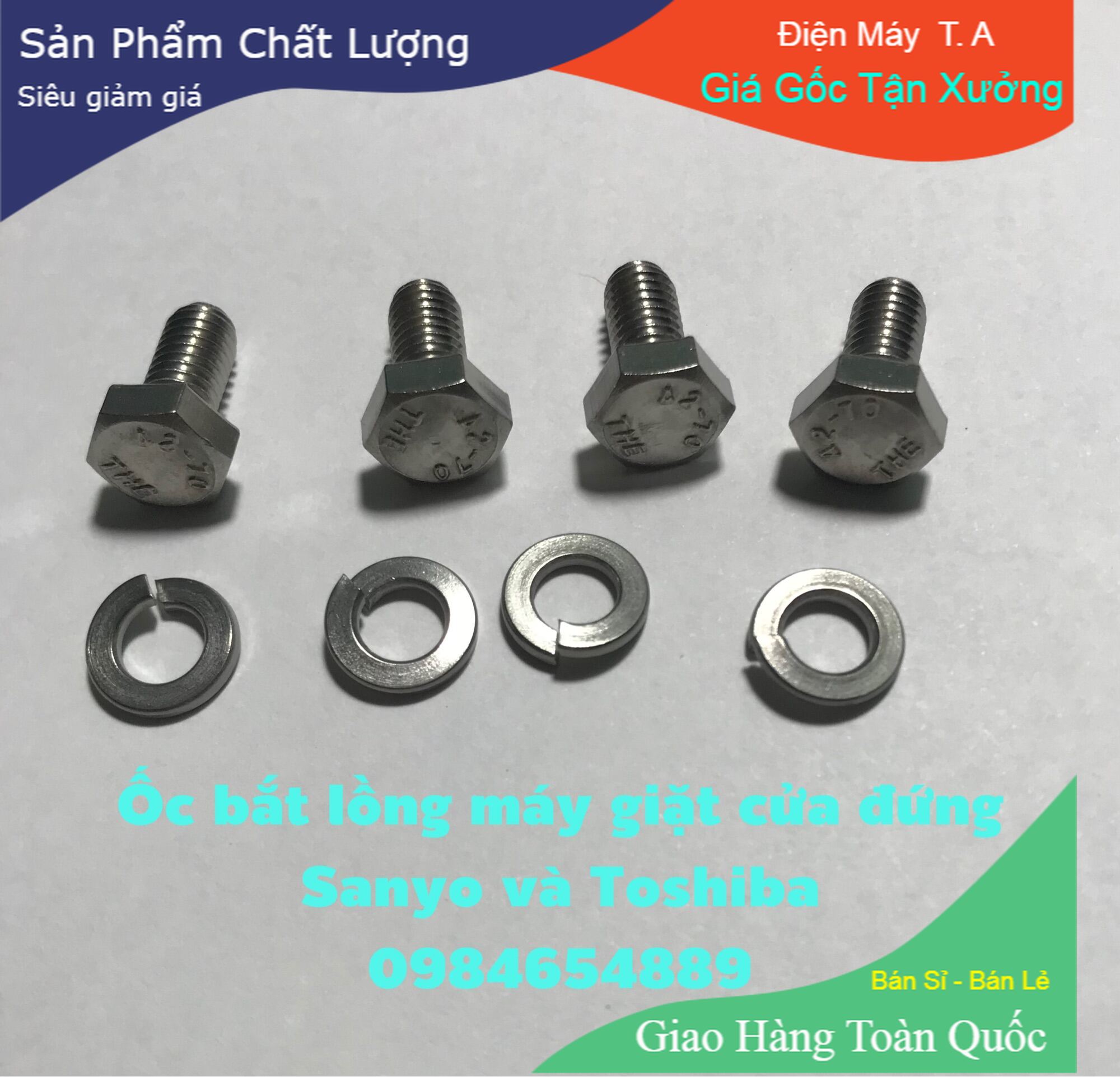 Combo 4 ốc bắt lồng máy giặt Toshiba Và Sanyo cửa đứng