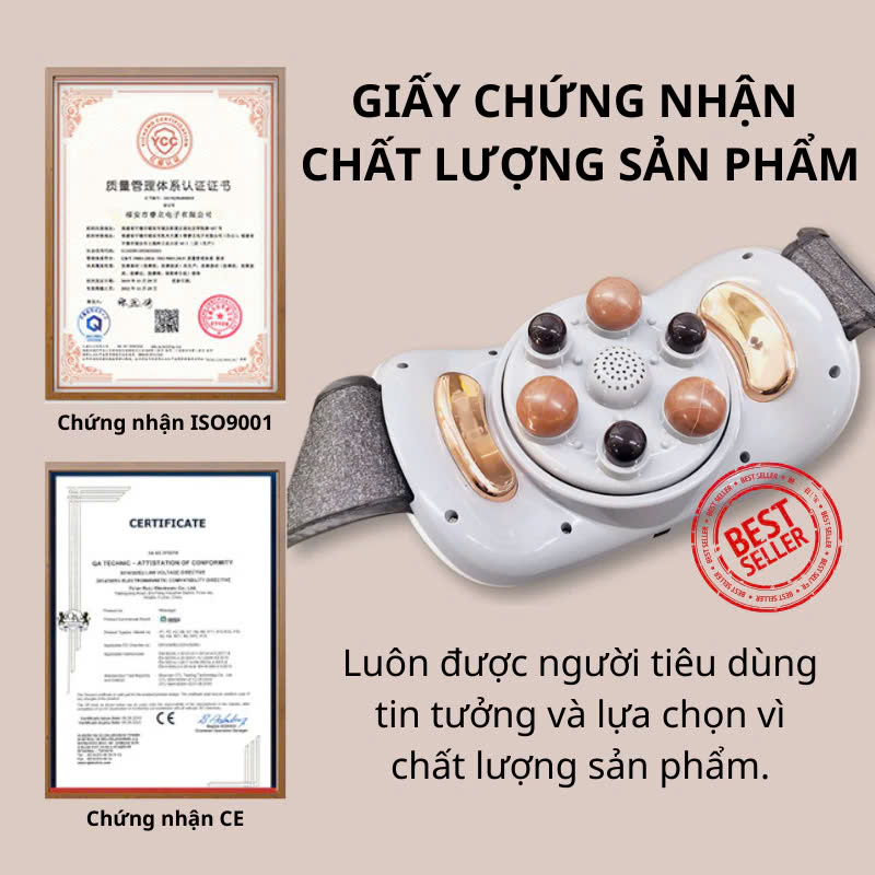 Máy Massage Bụng Giam Mỡ, Đai Massage Đánh Tan Mỡ Bụng Cao Cấp Có Đèn Hồng Ngoại Tích Hợp Đá Nóng Hymalaya Giúp Giảm Mỡ