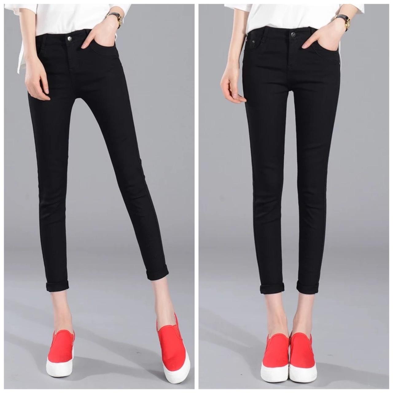 QUẦN JEAN ĐEN TUYỀN 9 TẤC BIG SIZE CO DÃN MẠNH VẢI MỀM - MoliJeans