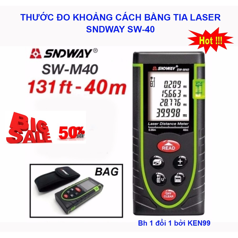  HCM Máy Đo Diện Tích Đất Máy Đo Khoảng Cách Laser SD-42 Thước đo xây dựng - Thước Laser Sndway 40M Nhập khẩu Công Nghệ Japan Bảo hành 1 đổi 1. 