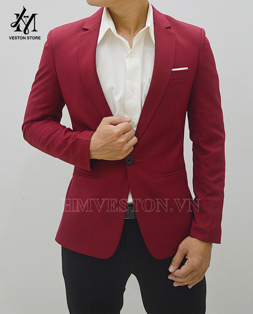[HCM]Áo vest nam ôm body màu đỏ đô