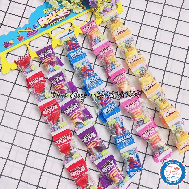 [Lốc 50 cuộn] Kẹo dẻo cuộn Rollies Fruit Taps Risen Mỹ