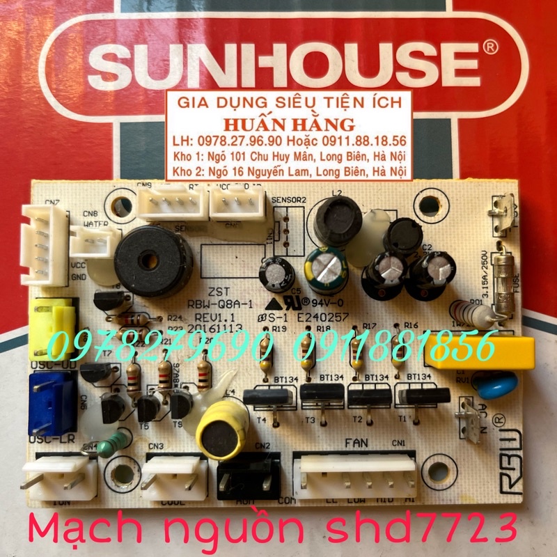 Linh kiện chính hãng - Quạt điều hoà sunhouse SHD7723 - Mạch nguồn, mạch điều khiển, điều khiển, bơm nước