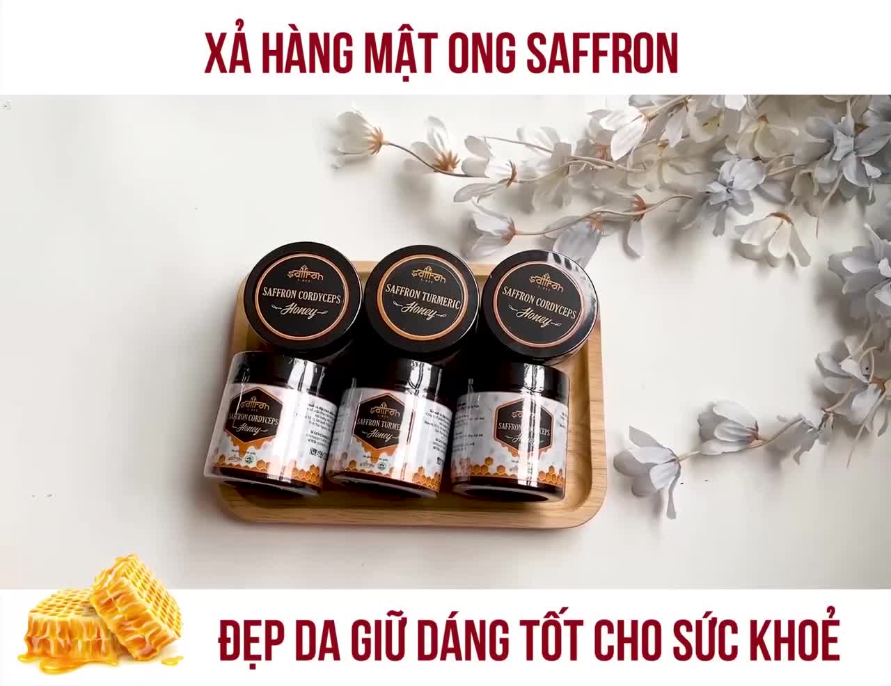 Saffron ngâm mật ong đông trùng hạ thảo