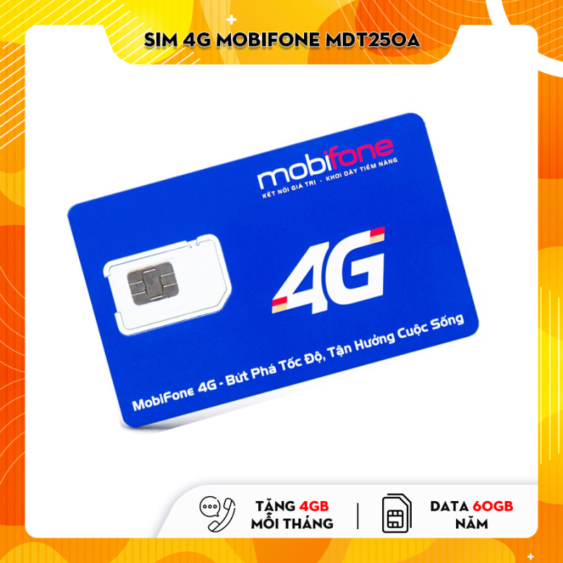 Sim 4G Mobifone MDT250A Trọn gói 1 năm giống F500 (4GB/Tháng) - SIM MDT250A