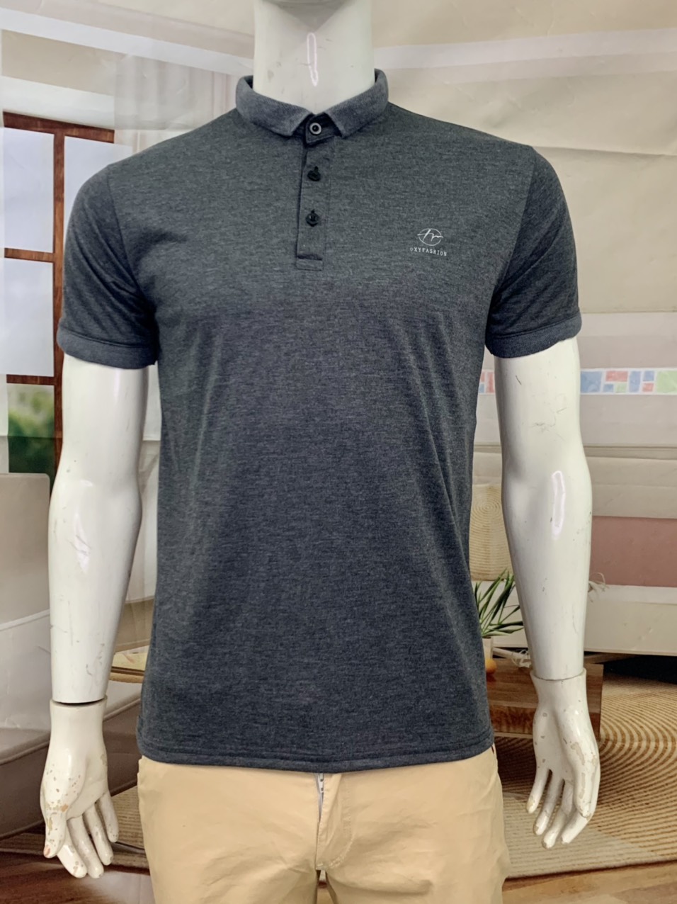 áo cổ bẻ xanh đậu