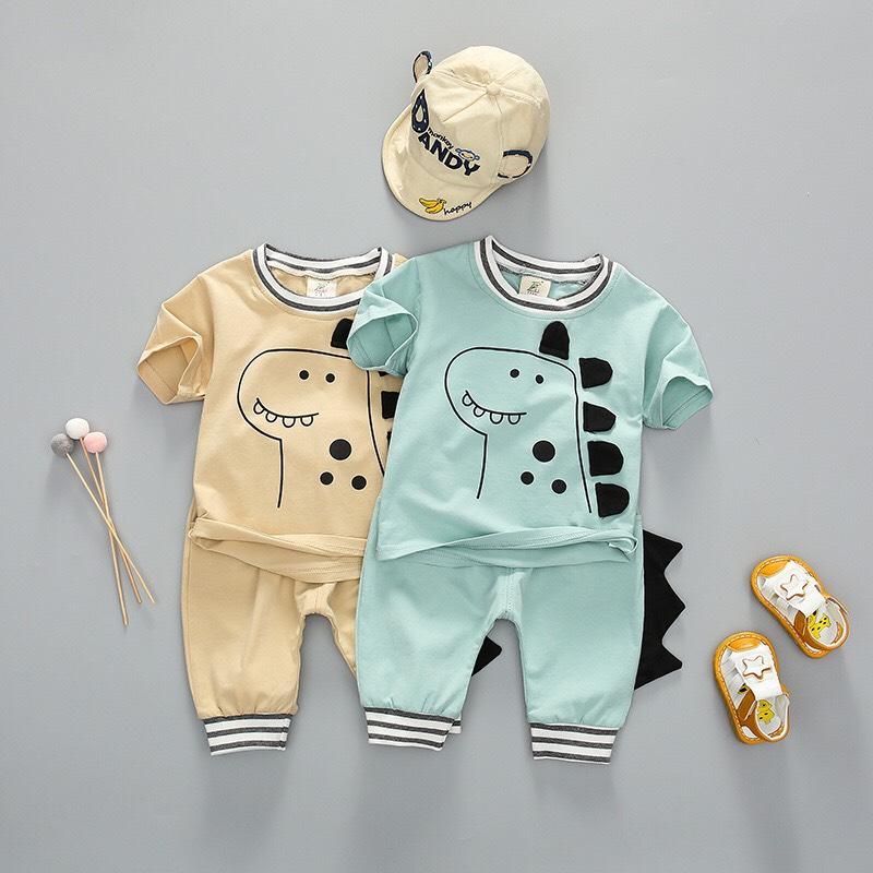[HCM]ĐỒ BÉ TRAI THUN COTTON HÌNH KHỦNG LONG SIÊU ĐÁNG YÊU