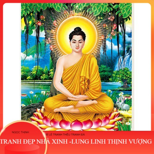 Tranh Đính Đá PHẬT THÍCH CA MÂU NI (ĐÁ ABC CAO CẤP). Kích Thước: 65cm x 50cm