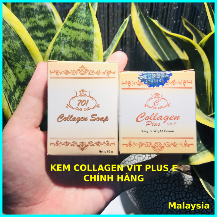 Kem collagen vit plus E Chính hãng Malaysia - Combo 2 kem face và Soap rửa mặt