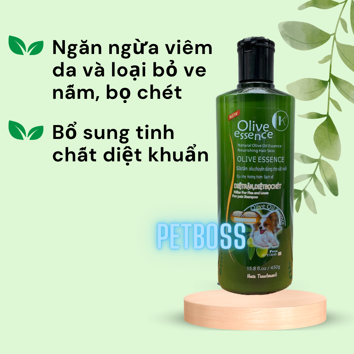 SỮA TẮM OLIVE ESSENCE CHO THÚ CƯNG CHAI 450ML