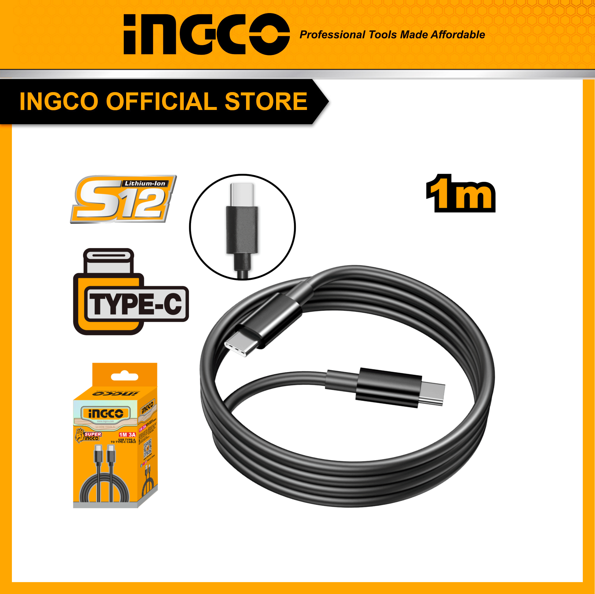 Dây cáp sạc type C sang type C INGCO IUCC02