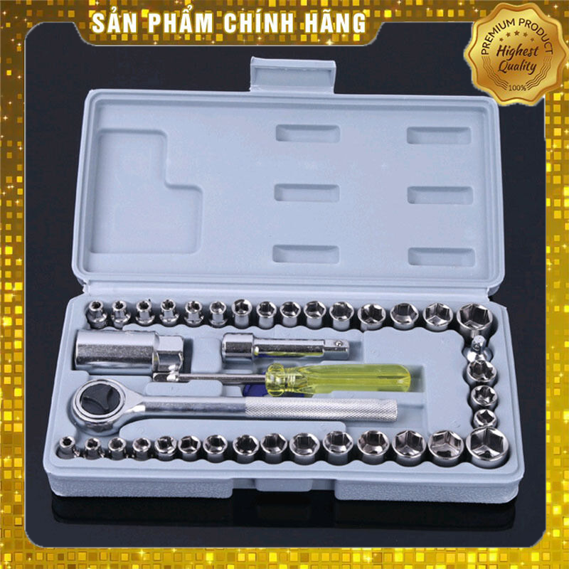 Bộ dụng cụ sửa chữa ôtô và xe máy 40 món/ Bộ dụng cụ mở bu lông ốc vít,Tip van da nang,Bộ khẩu 40 chi tiết cao cấp, siết mở ốc, bộ vặn ốc đa năng.