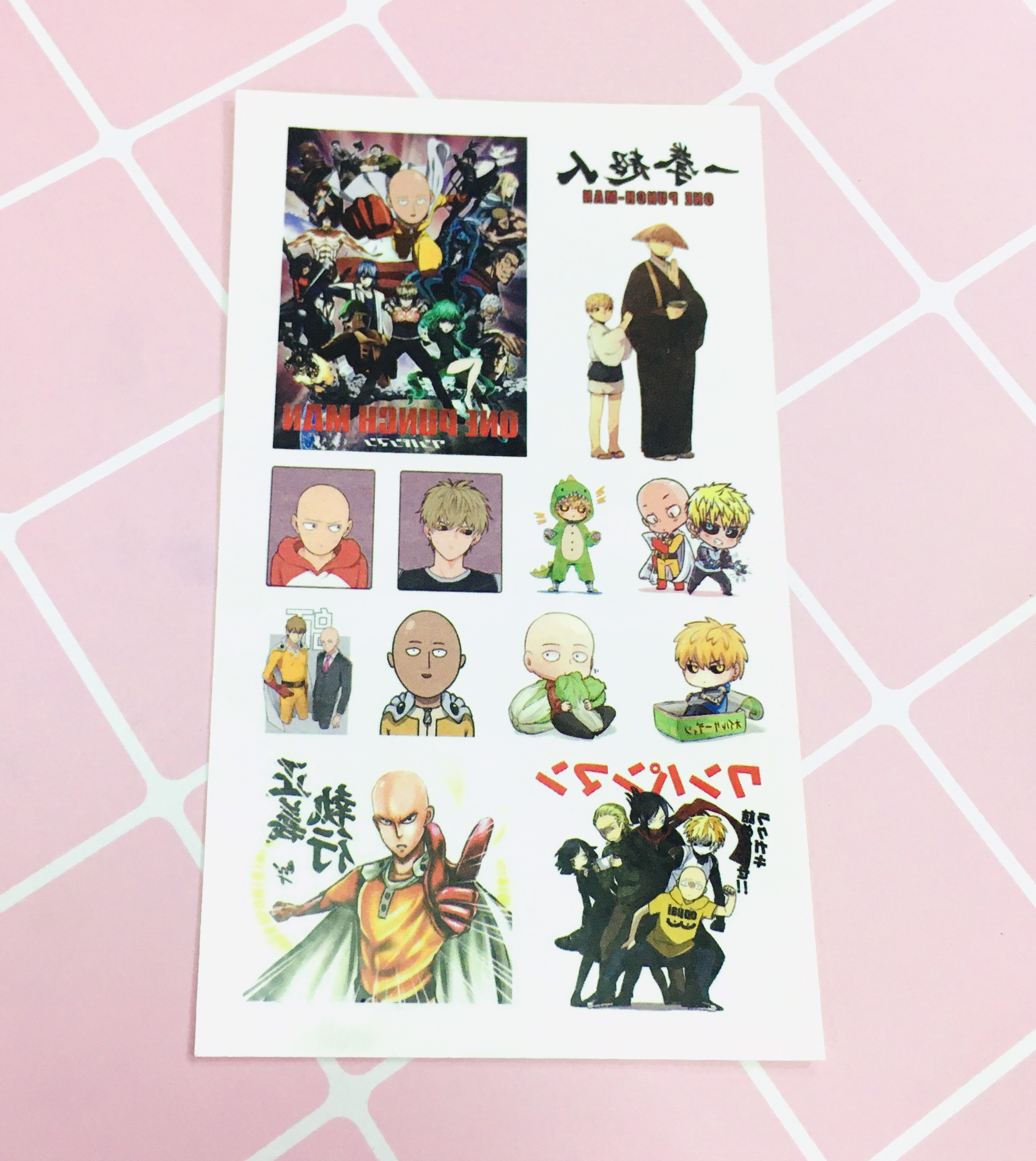 Set 3 ĐẾN 6 Bảng hình xăm One Punch Man Sticker Tattoo