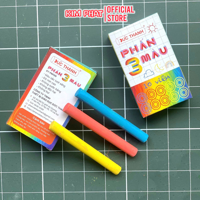 Hộp 10 viên Phấn 3 màu không bụi Đức Thanh
