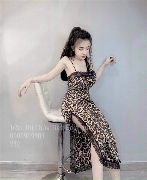 Set đầm váy ôm body 2 dây da beo xẻ tà siêu sexy tôn dáng cho nàng thời trang nữ dạo phố dự tiệc