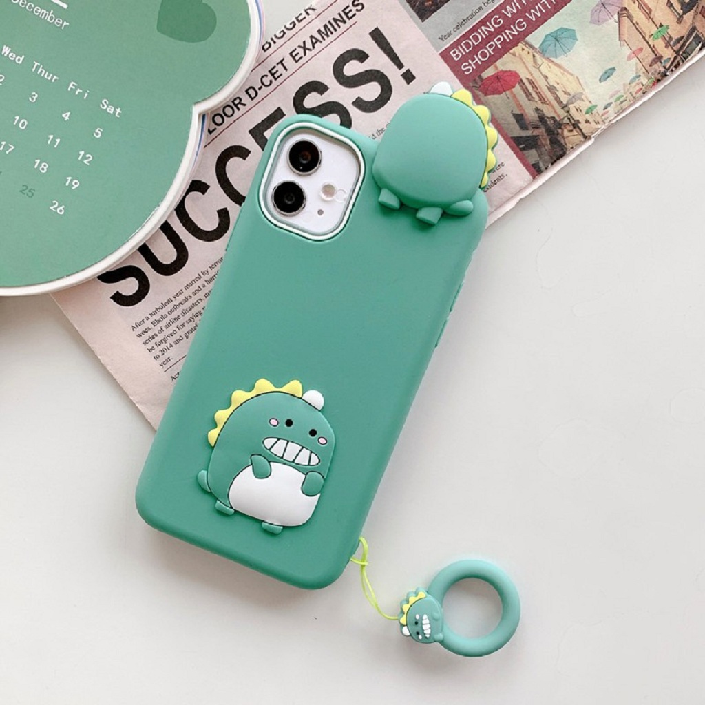 Ốp lưng iphone - combo ốp silicon và airpods case khủng long bờm vàng