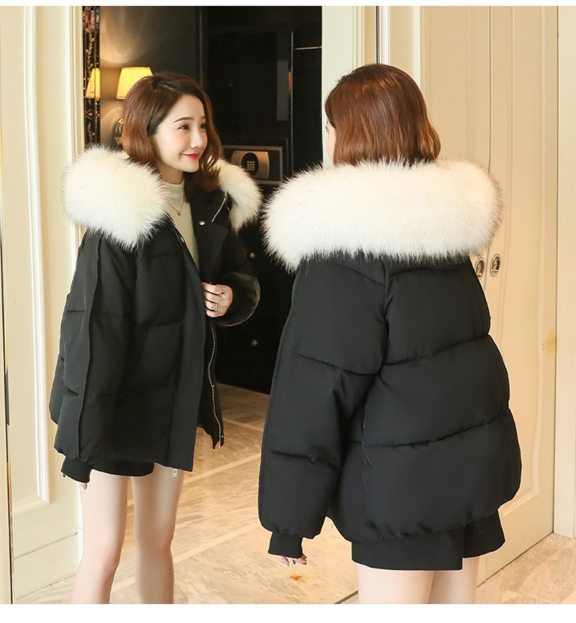 [HCM]ÁO PHAO NỮ TRẦN BÔNG MŨ LÔNG SIÊU XINH ẤM ÁP THỜI TRANG CHO PHÁI ĐẸP