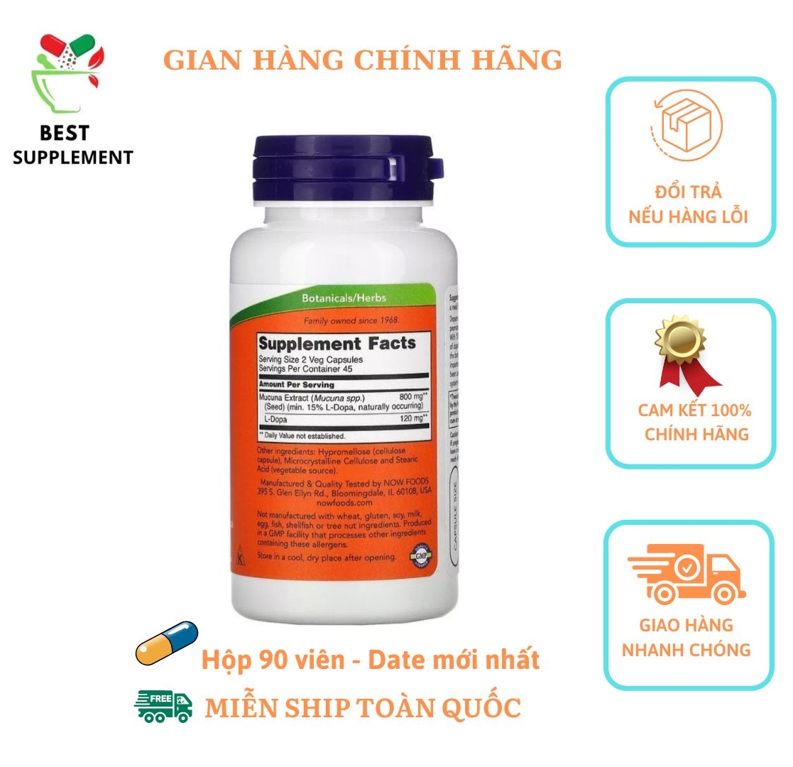 Now Foods Dopa Mucuna 90 Veg Capsules