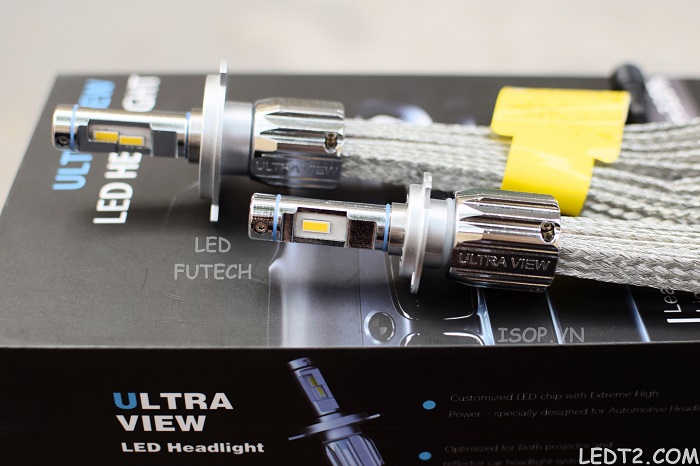 [LEDT2 ISOP] Đèn pha LED Ultra View +320% Fanless [Số lượng: 1 cái] [Bảo hành 1 năm]