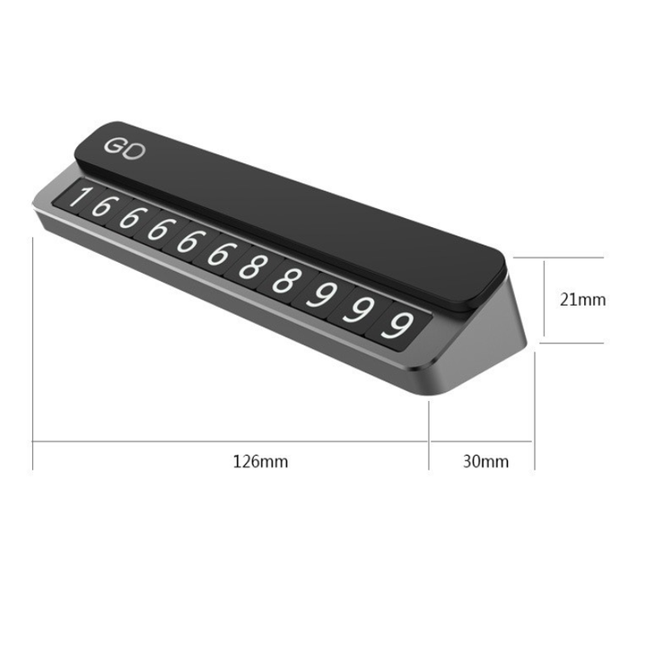 Bảng số điện thoại gắn taplo ô tô, xe hơi - Chất liệu hợp kim nhôm và nhựa ABS cao cấp ( Màu xám bạc)