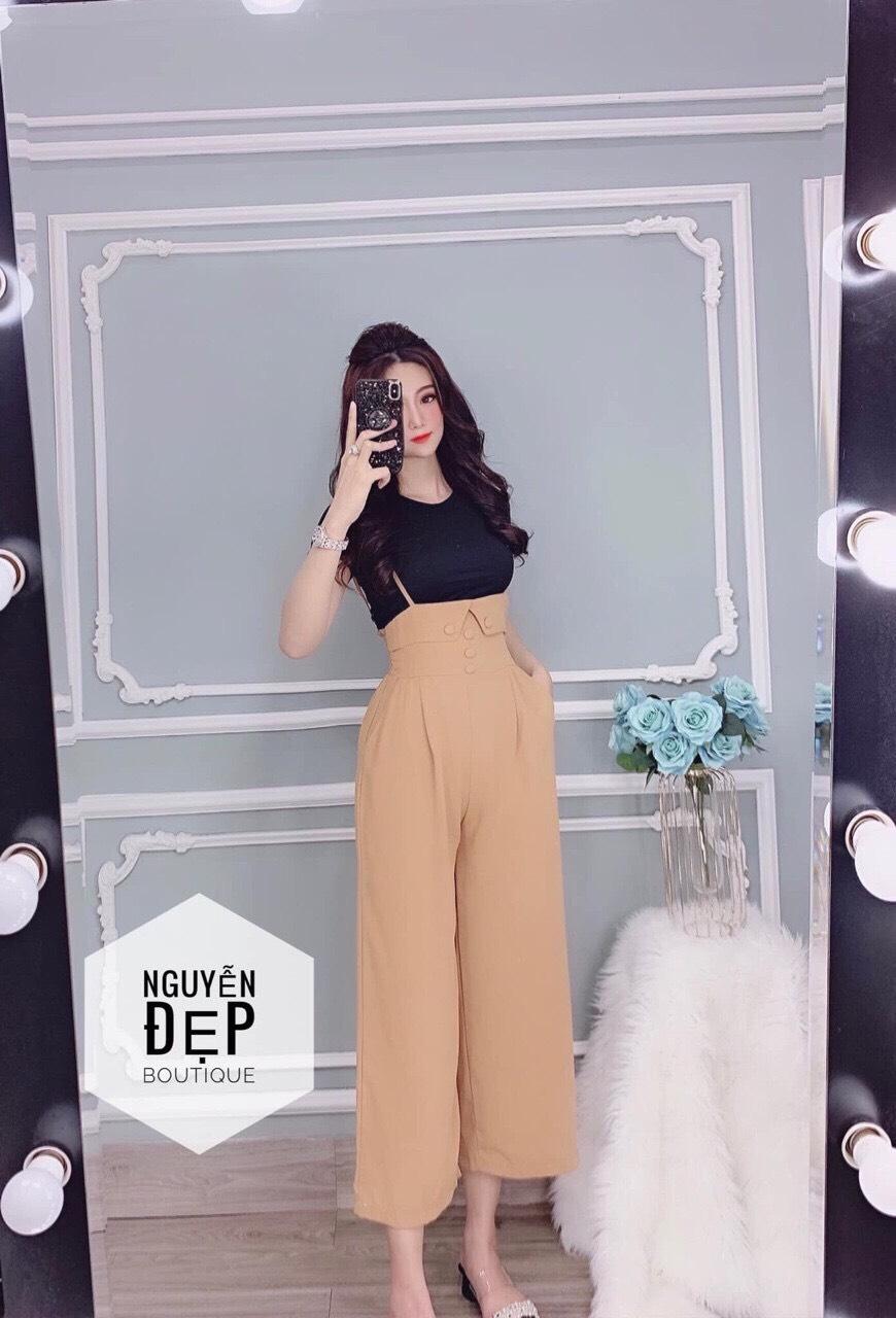 [HCM]Sét yếm nữ quần dài ống rộng +áo thun