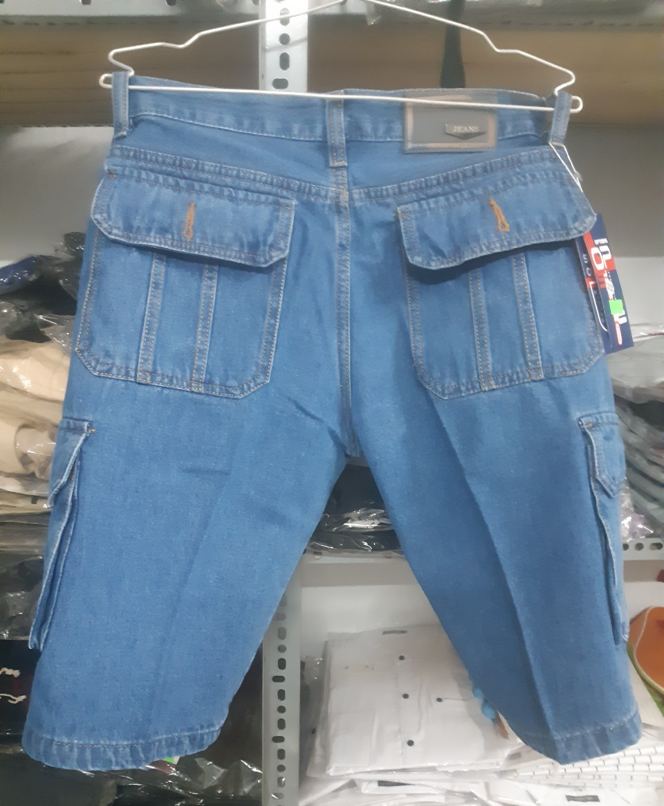 Quần Short Nam Jeans Túi Hộp Xanh Nhat
