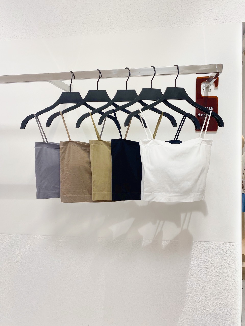AfterBefore Áo dây croptop thun gân nhiều màu