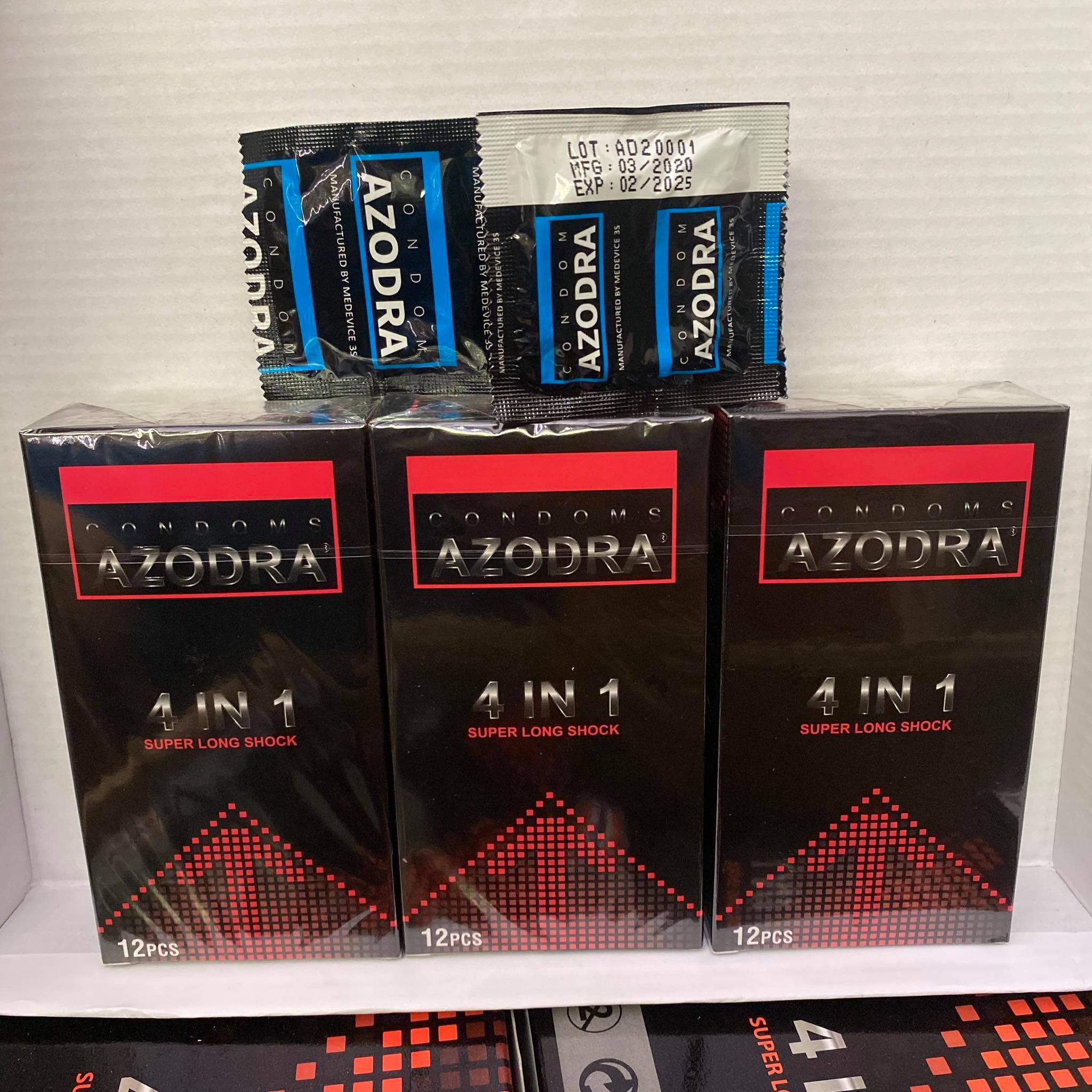 Bộ 3 Hộp Bao Cao Su Azodra  Gân, Gai, Mỏng, Kéo Dài Thời Gian Quan Hệ ( hộp 12 chiếc )