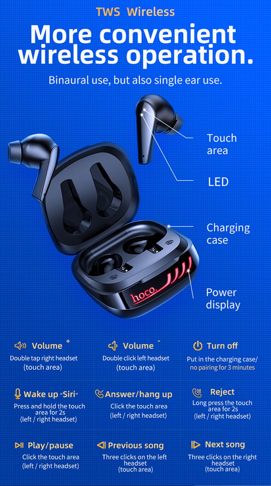 Tai nghe Bluetooth TWS Hoco ES43 V5.0