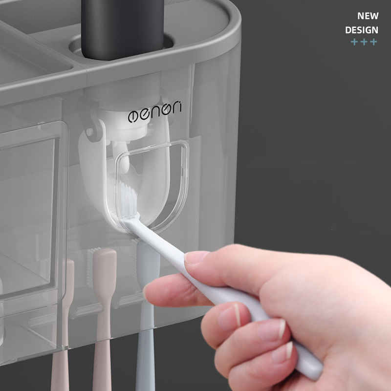 Bộ Nhả Kem Đánh Răng Thông Minh OENON, Giá Để Đồ Nhà Tắm, Tặng Miếng Dán Ticker Kute