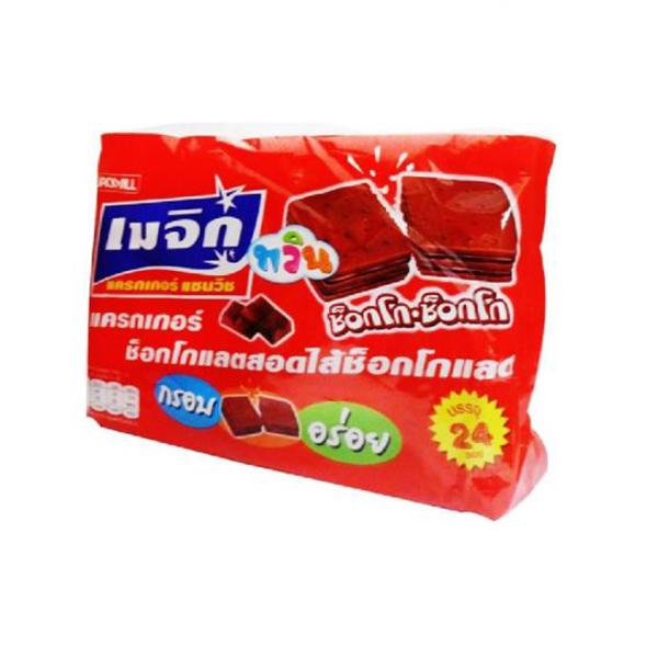 Bánh Magic Chocolate Cracker Thái Lan (Đỏ) Sôcôla Kẹp Kem Sôcôla (Túi 24 gói)