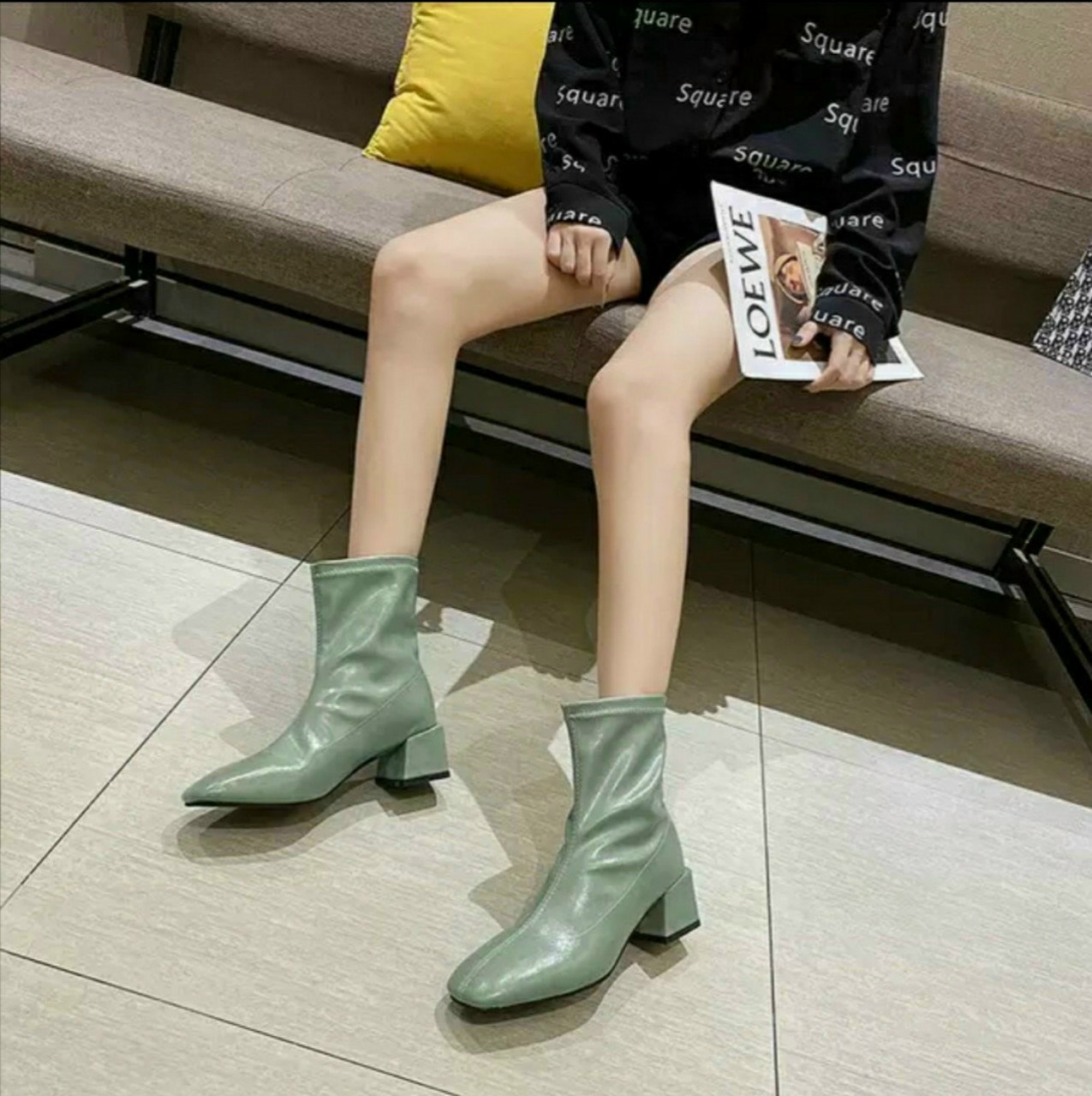 ( Giá siêu rẻ) Giày bốt da mềm cổ lửng
