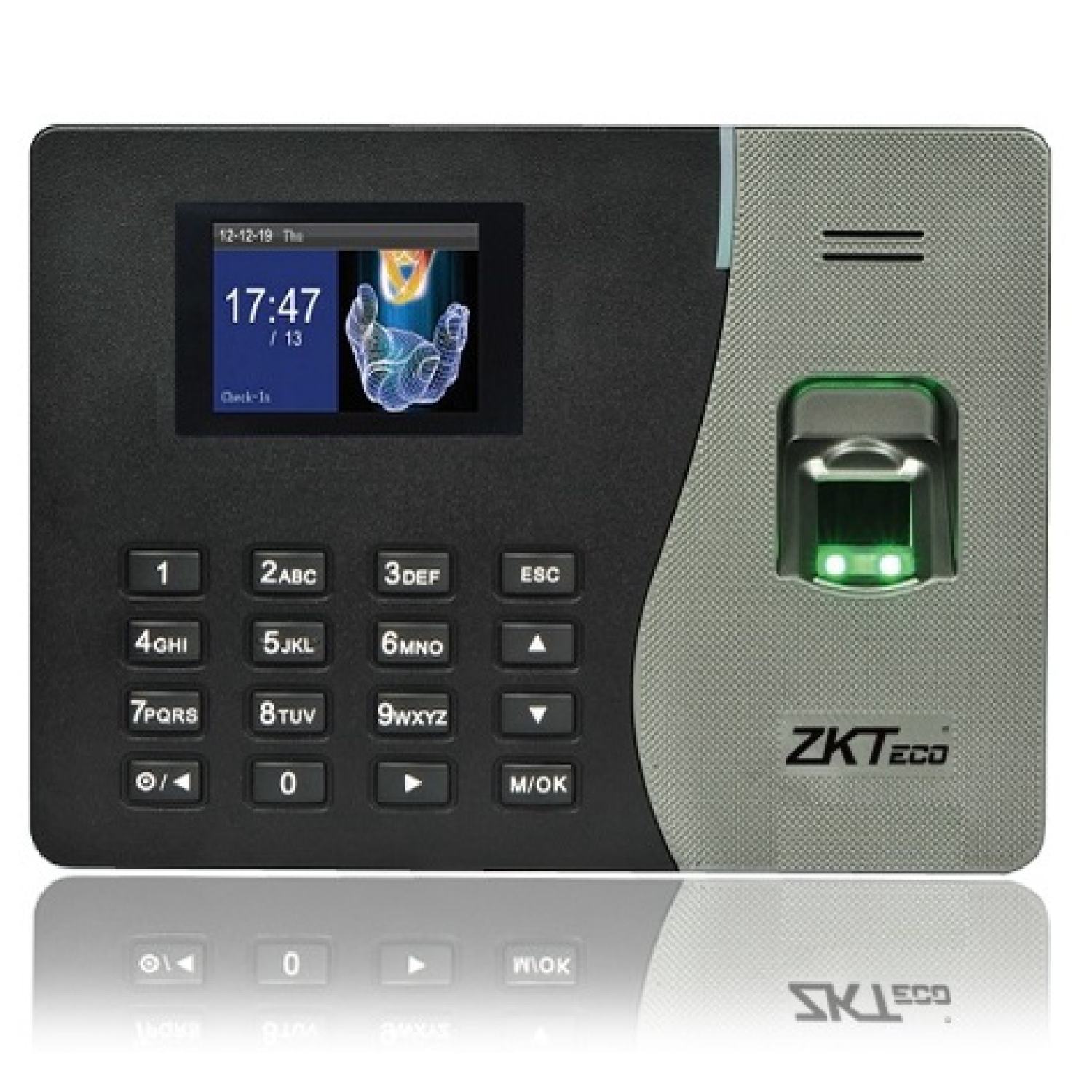 Máy chấm công ZKTeco K20 tích hợp âm thanh và password bảo vệ máy.