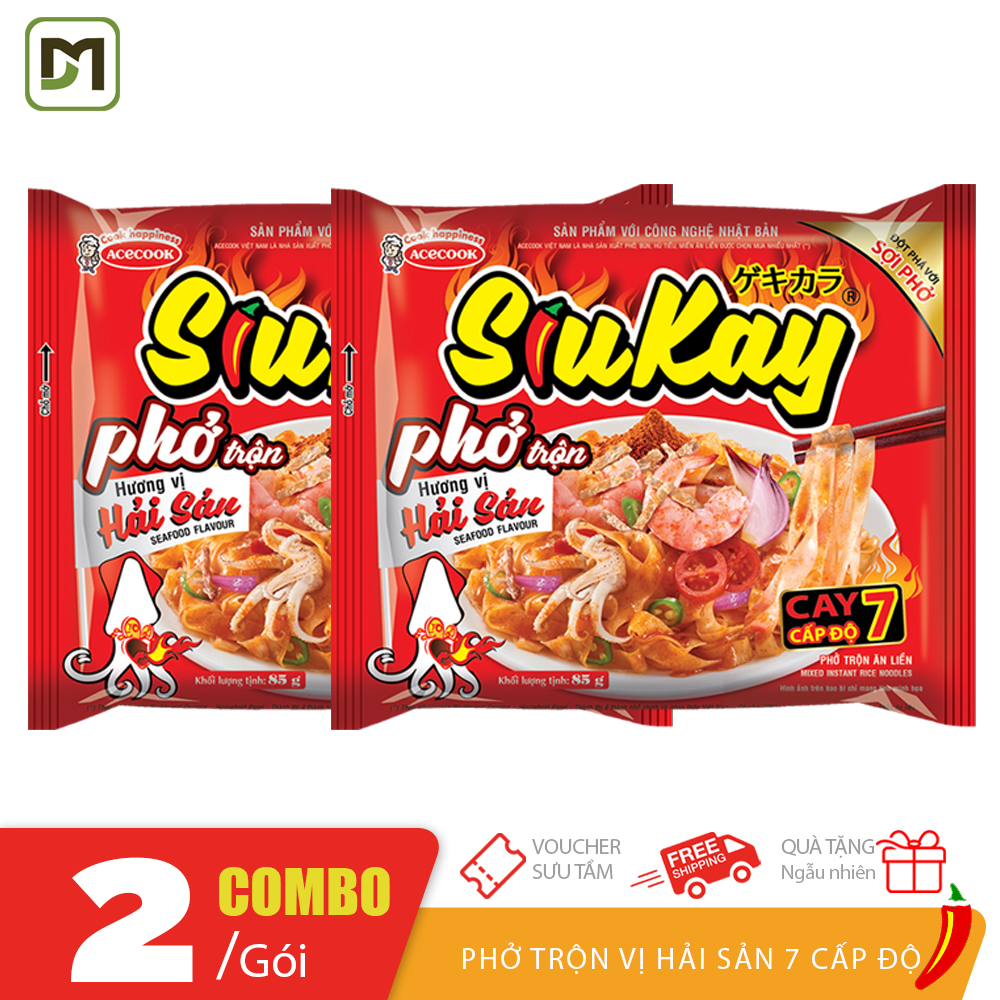 Combo 2 gói phở trộn siukay 7 câp độ 85gr Acecook