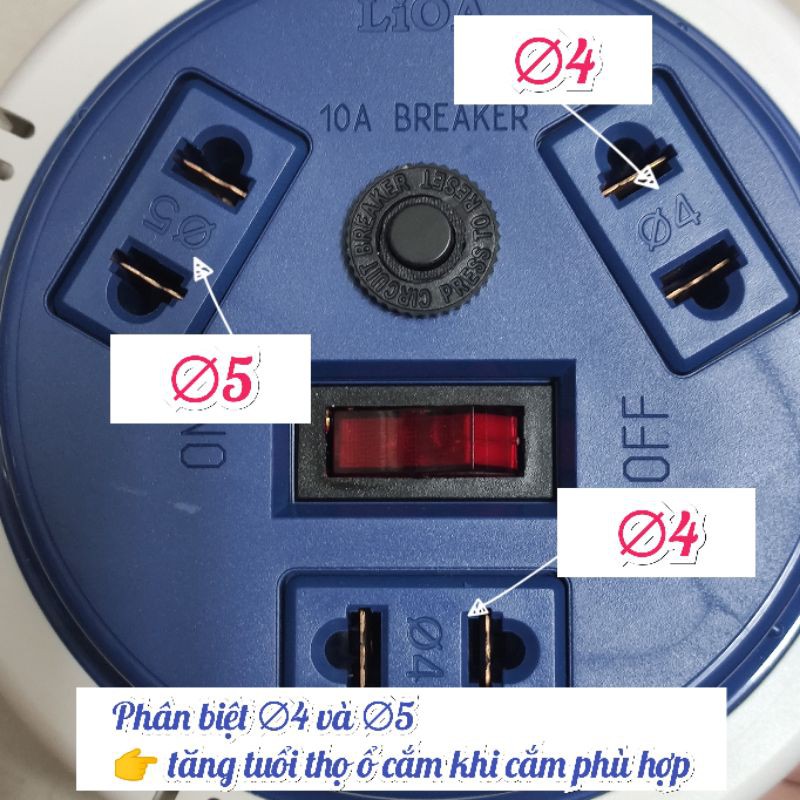 Ổ cắm quay LiOA MINI du lịch dây dài 3 Mét