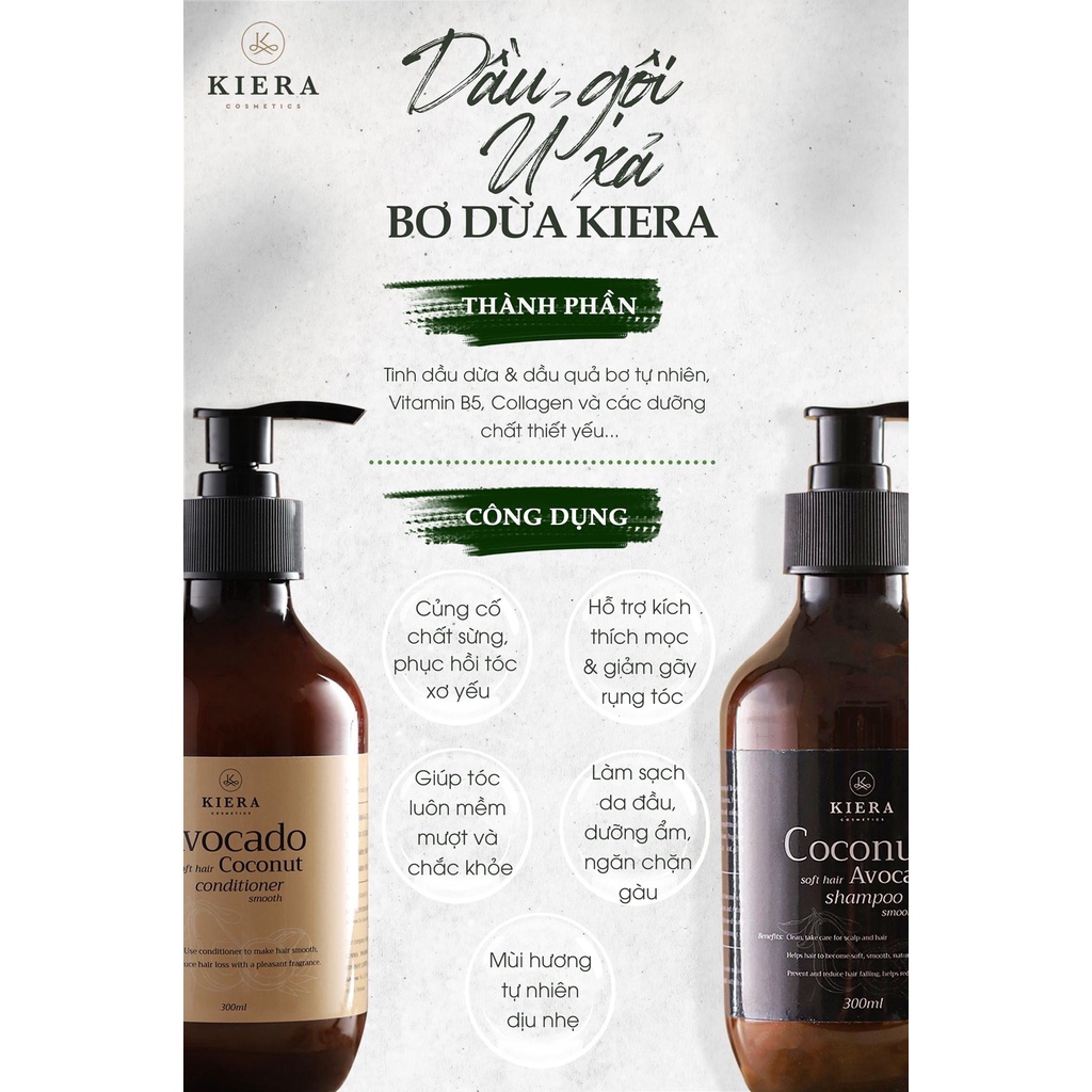 Kiera Dầu Xả Ủ Tóc Bơ Dừa Lọ 300ml