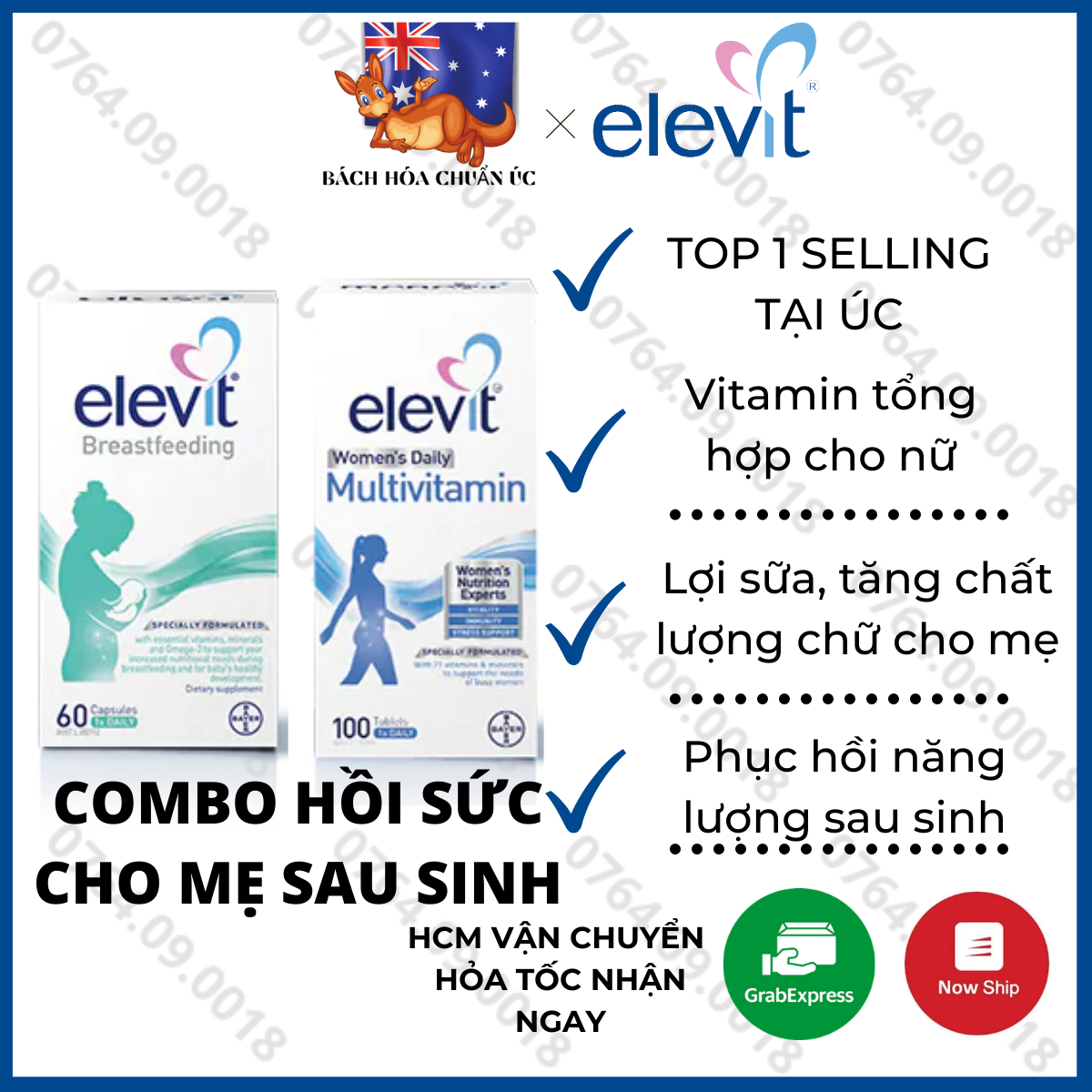 [Hàng chuẩn Úc] ELEVIT COMBO DƯỠNG SỨC CHO MẸ SAU SINH