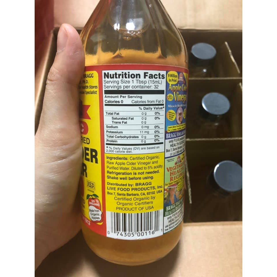 Giấm táo hữu cơ Bragg - hàng Mỹ-473ml