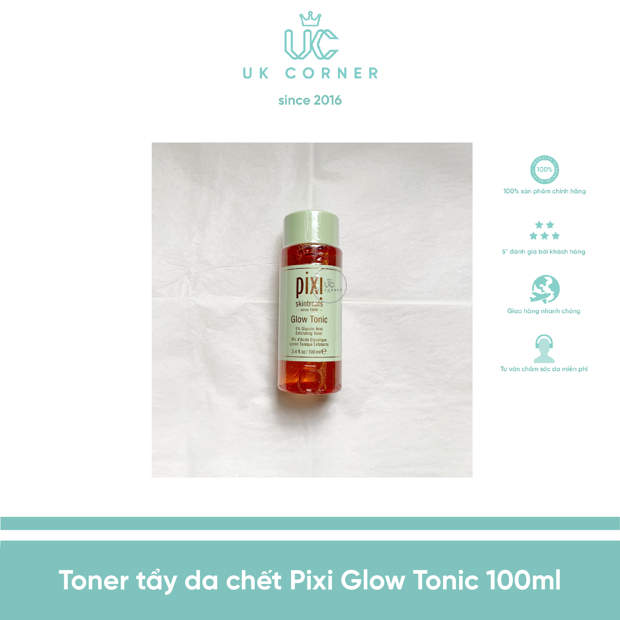 Toner tẩy da chết Pixi Glow Tonic (100ml/250ml)