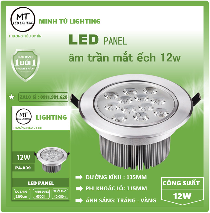 Đèn âm trần mắt ếch 3W, 5W, 7W,12W cao cấp