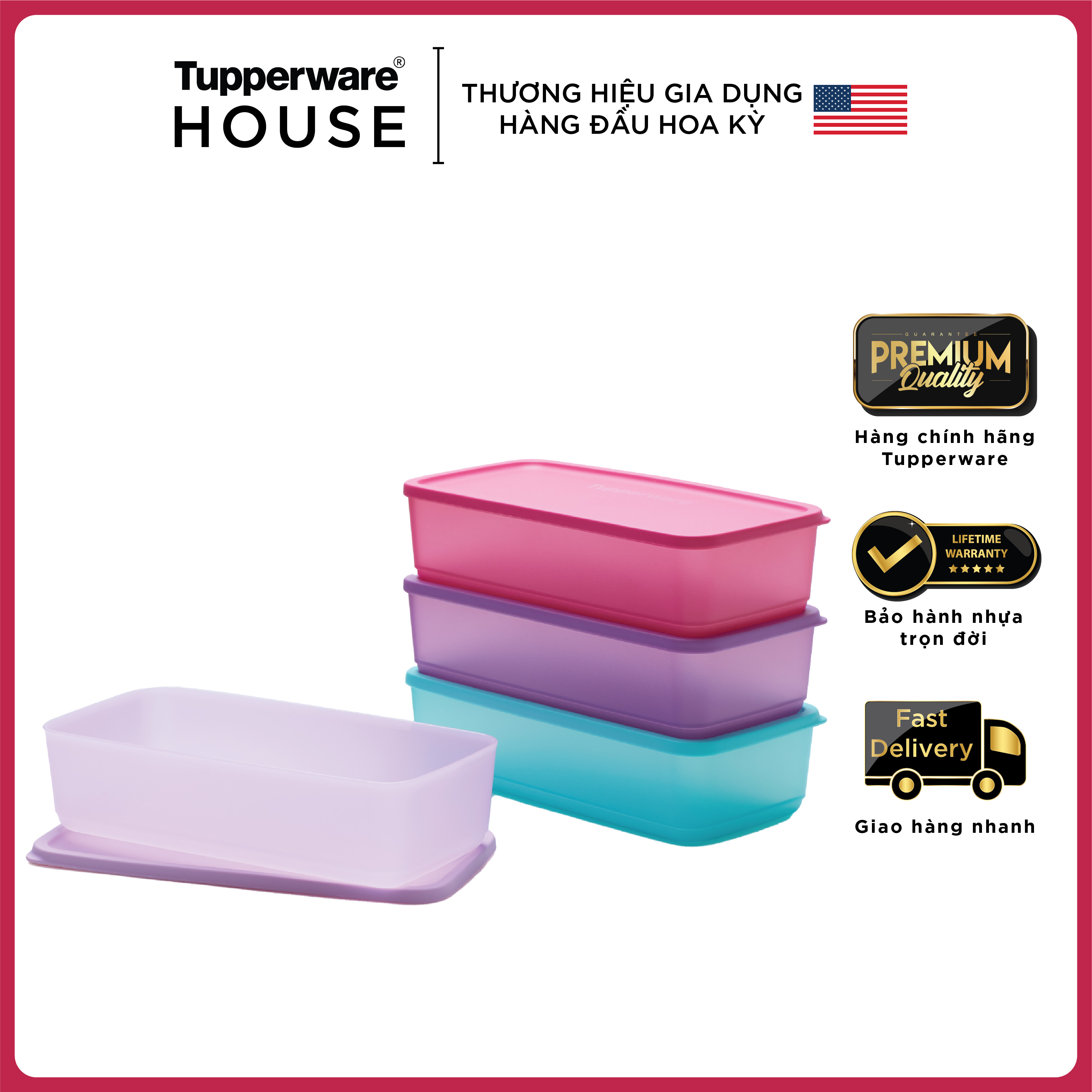 Hộp Bảo Quản Thực Phẩm Tupperware Pak N Stor (set 4)