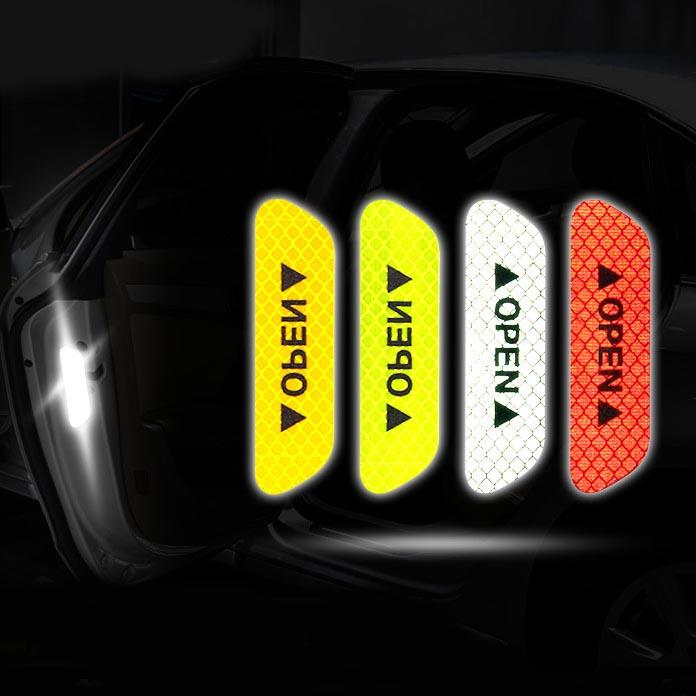 Bộ 4 miếng decal phản quang chữ OPEN dán cửa xe hơi (ô tô)