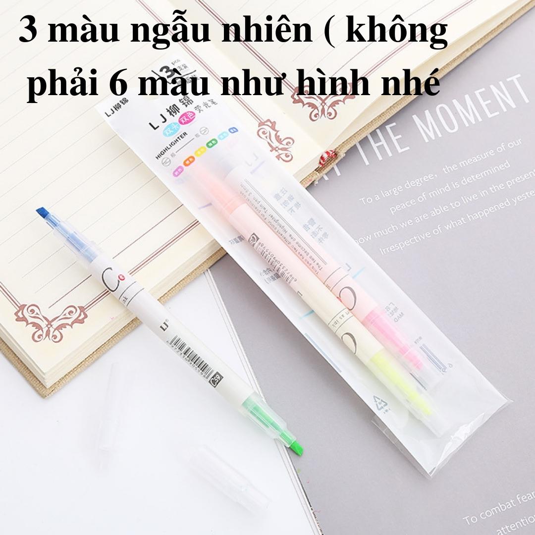 Bút highlight pastel dạ quang 2 đầu, bút đánh dấu nhớ cute - beyou