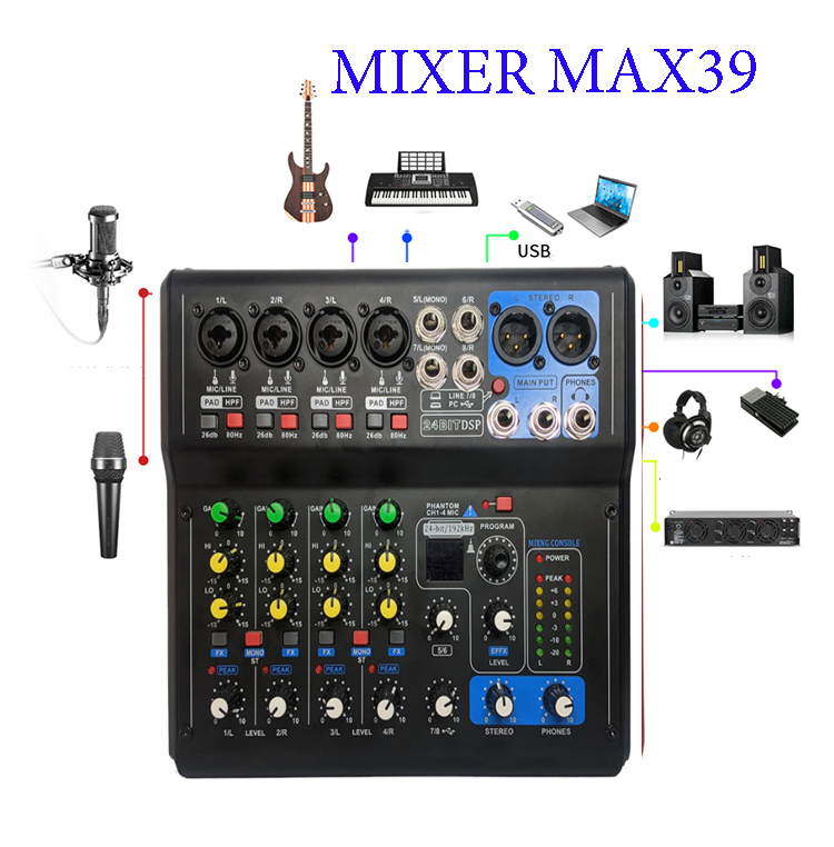 Bàn Trộn Âm Thanh MIXER YA.MA.HA MAX 99 USB Bluetooth 16 Chế Độ Vang Số Karaoke Livestream Tuyệt Vời, Âm Thanh Chuyên Nghiệp, Kết Hợp Cho Tất Cả Loa Kéo, Mixer Karaoke Tính Năng Livestream Kết Nối Máy Tính Không Cần Dây, Âm Thanh Cực Hay